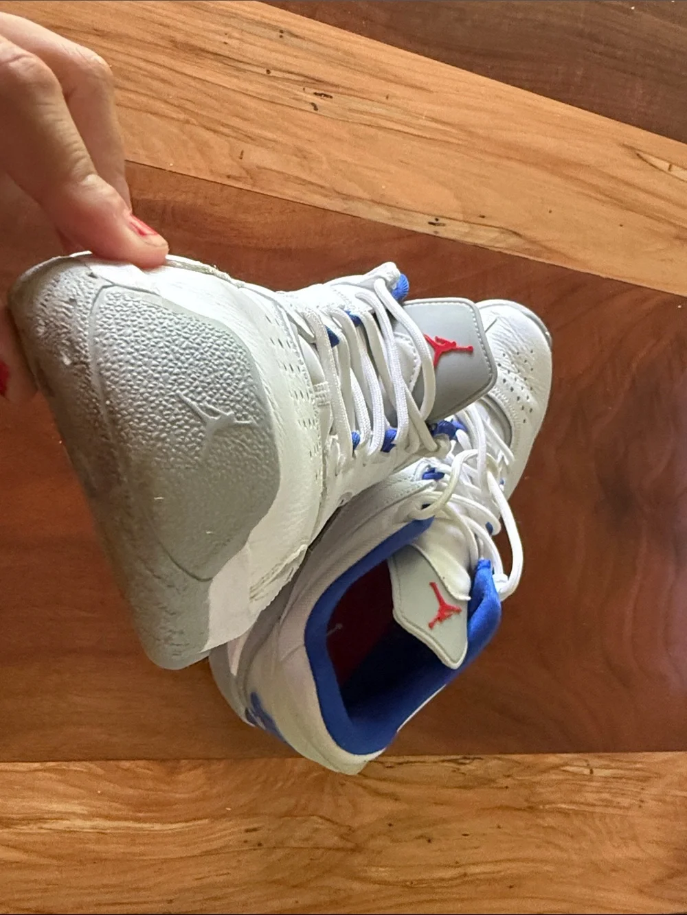 Jordan Men's White and Royal Blue Low-Top Sneakers